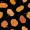 Cartoon pumpkin seamless pattern. Thanksgiving, Halloween collection. Farm harvest, close up vegetable.