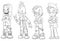 Cartoon punk rock metal guys character vector set