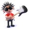 Cartoon punk rocker smashing an electric guitar, 3d illustration