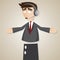 Cartoon puppet businessman with headphone