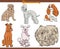 Cartoon purebred dogs comic animal characters set