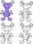 Cartoon purple alien. Vector illustration. Coloring and dot to dot