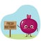 Cartoon purple beetroot character with banner