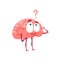 Cartoon puzzled brain with question mark over head