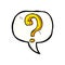 cartoon question mark with speech bubble