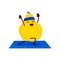 Cartoon quince character on yoga, pilates, fitness
