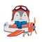 Cartoon rabbit, bunny fly on a airplane. Image for children clothes, postcards.
