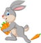 Cartoon rabbit carrying carrots