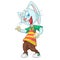 Cartoon rabbit dancing. Vector illustration of happy cartoon rabbit dancing disco or hip-hop.