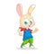 Cartoon rabbit dancing. Vector illustration of happy cartoon rabbit dancing disco or hip-hop