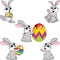 Cartoon rabbit Easter collection set