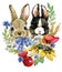 Cartoon rabbit. farm animal illustration. cute watercolor hare. little bunny