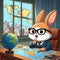 Cartoon Rabbit Geographer