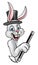 Cartoon Rabbit Magician Pointing