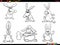 cartoon rabbits animal characters set coloring page