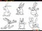 cartoon rabbits animal characters set coloring page