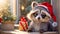 Cartoon raccoon character fun cute celebration scenery house funny design cheerful celebration