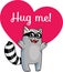 Cartoon raccoon ready for a hugging