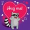 Cartoon raccoon ready for a hugging