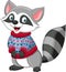 Cartoon raccoon wearing a sweater