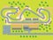 Cartoon Race Track with Cars Top View. Vector