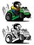 Cartoon racing lawnmower vector illustration