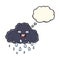 cartoon raincloud with thought bubble