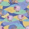 Cartoon rams, sheep graze. Vector childrens background. Cartoon ram graze in the meadow. Flat style.