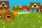 Cartoon ranch farm scene for different usage illustration