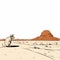 Cartoon Rat Gazing At Moon In Desert - Topographic Photography Style