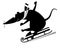 Cartoon rat or mouse rides on sledge illustration