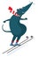 Cartoon rat or mouse a ski jumper illustration