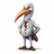 Cartoon Realism: Anthropomorphic Pelican In A Stylish Suit