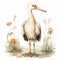 Cartoon Realism: Beautiful Stork Illustration In Beatrix Potter Style