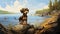 Cartoon Realism: Dachshund Puppy On Shores Of Northwest Territories