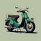 Cartoon Realism: Green Moped On Green Background - Vector Style Ar 6:6
