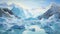 Cartoon Realism: A Stunning 8k Painting Of Glacier And Snow Covered Mountains