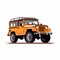 Cartoon Realism: Vibrant Orange Jeep On White Background