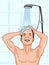 Cartoon realistic man having shower bathroom illustration white background	cartoon illustration
