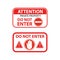 Cartoon Rectangle Red Stop Signs Icon Set Different Type. Vector