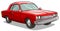 Cartoon red american retro muscle car vector icon