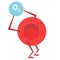 Cartoon red blood cell carrying oxygen.