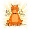 Cartoon red cat sitting on lotus position of yoga.