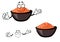 Cartoon red caviar in ceramic bowl