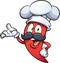 Cartoon red chili pepper with a chef hat