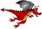 Cartoon Red Dragon Flying Isolated