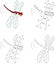 Cartoon red dragonfly. Coloring book and dot to dot game for kid