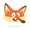 Cartoon red fox talking or singing. Vector illustration of red smiling fox icon