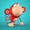 Cartoon red monkey isolated on blue background 3D rendering