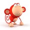 Cartoon red monkey isolated on white background